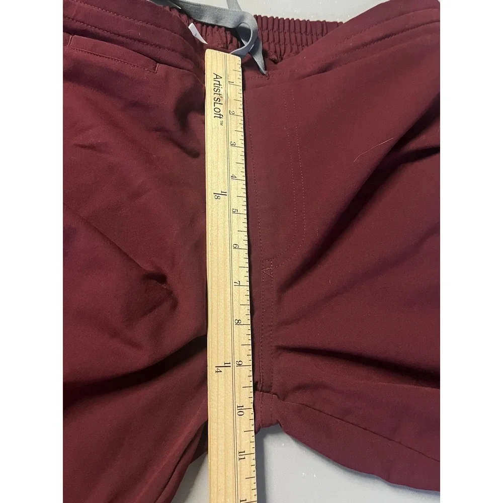Figs Scrub Pants Womens Medium Red Technical Collection Cargo Pockets Drawstring